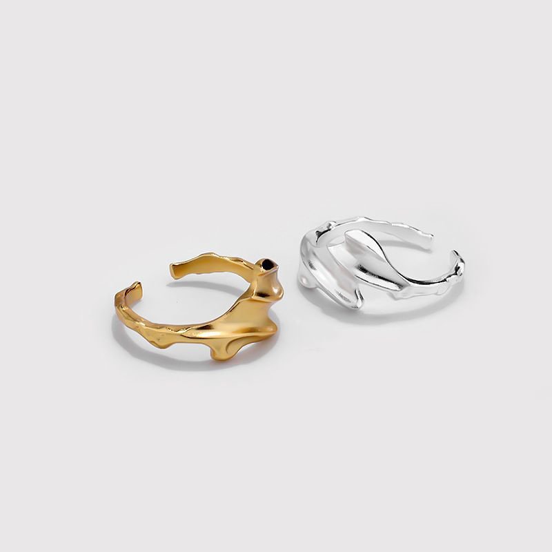 Fashion Irregular Flowing 925 Sterling Silver Adjustable Ring