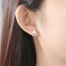 Geometry Triangle Created Opal 925 Sterling Silver Stud Earrings