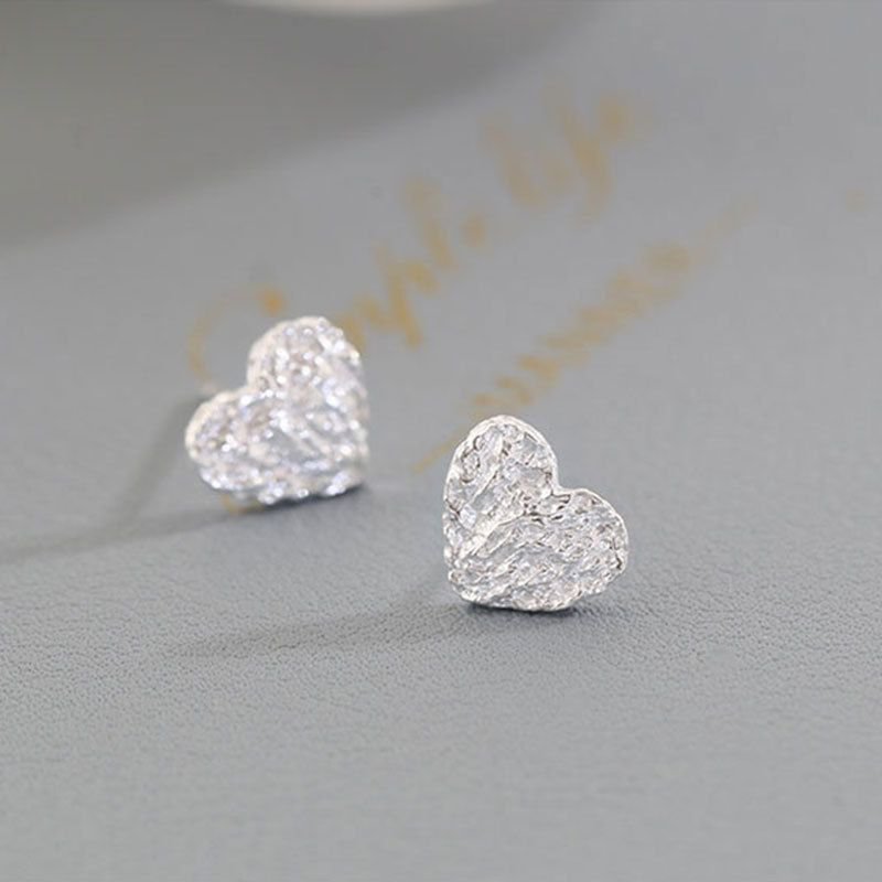 Simple Irregular Heart 925 Sterling Silver Stud Earrings