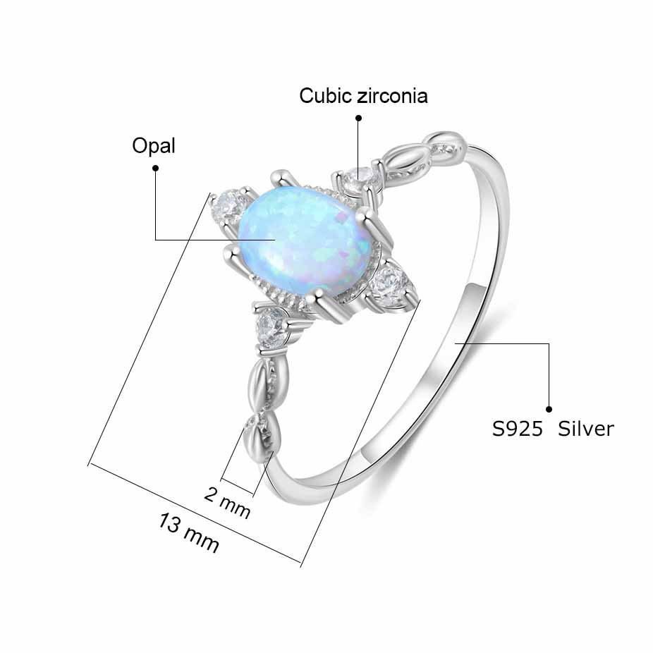 Oval Created Opal CZ Twisted 925 Sterling Silver Ring