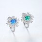 Graduation Oval Created Gemstone CZ Flowers 925 Sterling Silver Ring