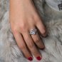Elegant Oval Created Diamond 925 Sterling Silver Ring