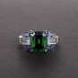 Elegant Emerald Created Gemstone 925 Sterling Silver Ring