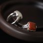 Vintage Natural Agate/Nephrite Radiant 925 Sterling Silver Adjustable Ring