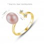 Waterdrop Natural Pearl CZ 925 Silver Adjustable Ring
