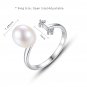 Waterdrop Natural Pearl CZ 925 Silver Adjustable Ring