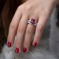 Modern Cubic Zirconia Square Double 925 Sterling Silver Ring