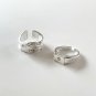 Irregular Geometry Rectangle CZ Bubble 925 Sterling Silver Adjustable Ring