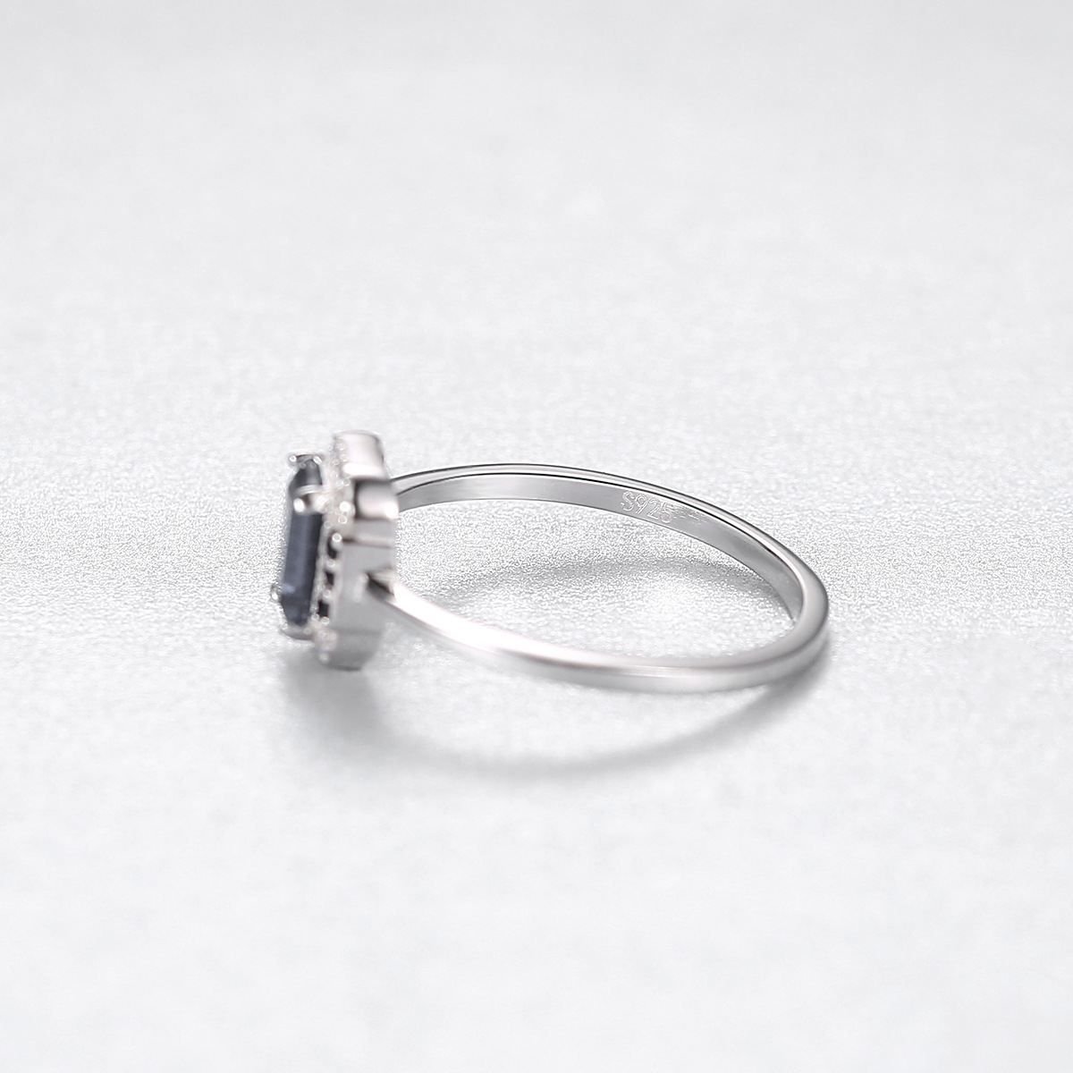 Office Blue Baguette CZ Geometry 925 Sterling Silver Ring