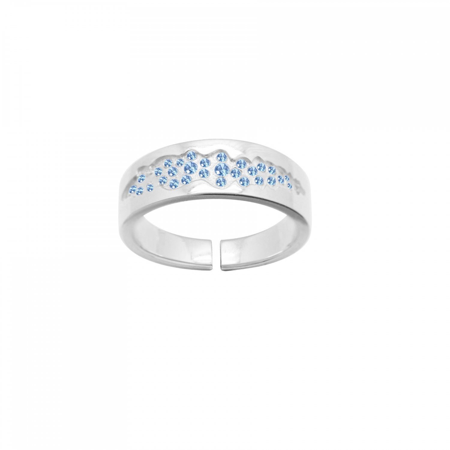 Beautiful Blue CZ Star River 925 Sterling Silver Adjustable Ring