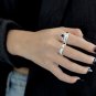 Black CZ Tree Branch Cross 925 Sterling Silver Adjustable Ring