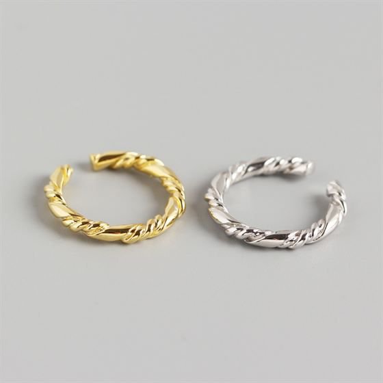 Simple Irregular Twisted 925 Sterling Silver Adjustable Ring