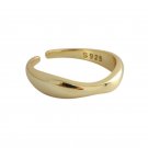 Simple Wave 925 Sterling Silver Adjustable Ring