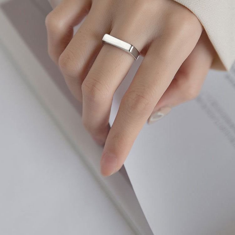 Rectangle 925 Sterling Silver Adjustable Ring