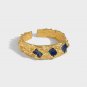 Casual Blue E[oxy Irregular 925 Sterling Silver Adjustable Ring