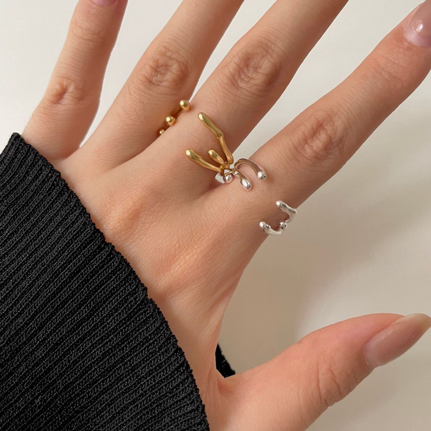 Simple Irregular Claw 925 Sterling Silver Adjustable Ring