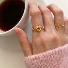 Lady Irregular Hollow Heart 925 Sterling Silver Adjustable Ring