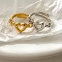 Lady Irregular Hollow Heart 925 Sterling Silver Adjustable Ring