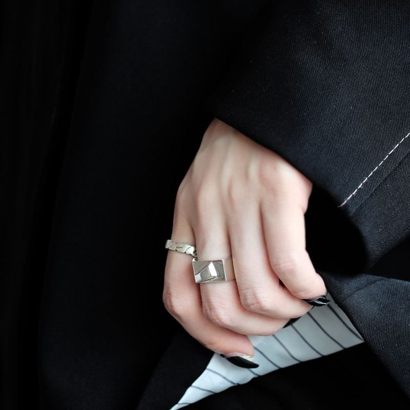 Men's Geometry 925 Sterling Silver Adjustable Ring