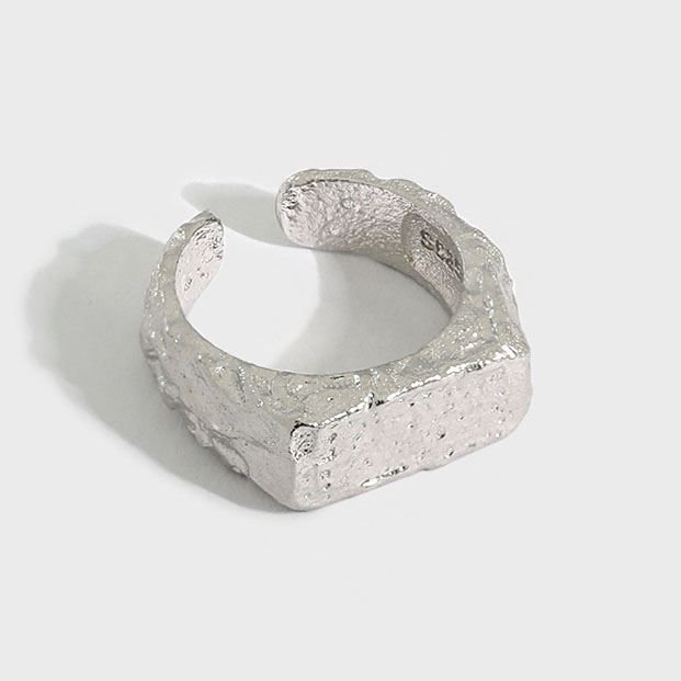 Irregular Geometry 925 Sterling Silver Adjustable Ring