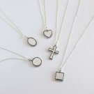 Minimalism Vintage Round Heart Square Cross Silver Necklace
