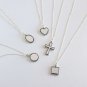 Minimalism Vintage Round Heart Square Cross Silver Necklace