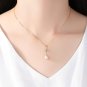 Cubic Zirconia Ring Natural Pearl 925 Sterling Silver Necklace