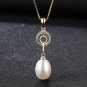 Cubic Zirconia Ring Natural Pearl 925 Sterling Silver Necklace