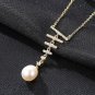 Grace Cubic Zirconia Ladder Natural Pearl 925 Sterling Silver Necklace