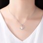 CZ Natural Pearl On Crescent Moon 925 Sterling Silver Necklace