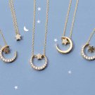Sweet CZ Crescent Moon Star 925 Sterling Silver Necklace Sweet CZ Crescent Moon Star 925 Sterling Silver Necklace
