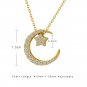 Sweet CZ Crescent Moon Star 925 Sterling Silver Necklace