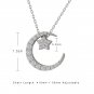 Sweet CZ Crescent Moon Star 925 Sterling Silver Necklace