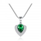 Holiday CZ Heart Waterdrop 925 Sterling Silver Necklace