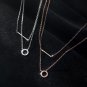 Double Layer CZ Circle Stick 925 Sterling Silver Necklace