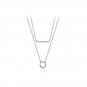 Double Layer CZ Circle Stick 925 Sterling Silver Necklace
