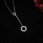 Party Irregular  CZ Double Circle 925 Sterling Silver Necklace