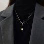 Party Irregular  CZ Double Circle 925 Sterling Silver Necklace