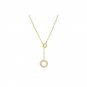 Party Irregular  CZ Double Circle 925 Sterling Silver Necklace