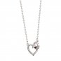 Wedding Hollow CZ Heart Circle 925 Sterling Silver Necklace