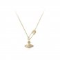 Gift CZ Saturn Planet Pin 925 Sterling Silver Necklace