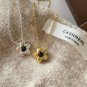 Cute Black CZ Mini Flower 925 Sterling Silver Necklace