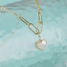 Women White Shell Heart Chain 925 Sterling Silver Necklace