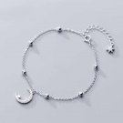 Crescent Moon Star Beads 925 Sterling Silver Bracelet/Anklet