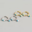 Natural Turquoise 925 Sterling Silver Hoop Earrings