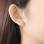 Bridesmaid Heart Created Opal 925 Sterling Silver Studs Earrings
