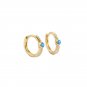Blue Created Opal CZ 925 Sterling Silver Hoop Earrings