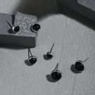 Round Black Agate 925 Sterling Silver Stud Earrings