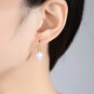 Simple Oval Natural Pearl 925 Silver Dangling Earrings