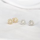 Beautiful Cubic Zirconia Flower 925 Sterling Silver Stud Earrings